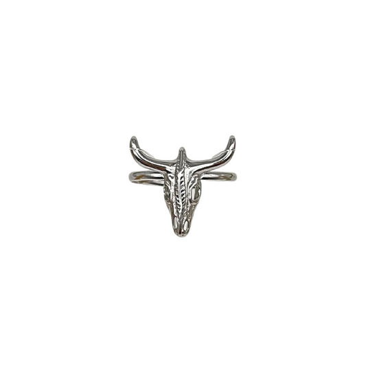 Anillo Cabeza Toro "Small Texas" Plateado Acero Inoxidable