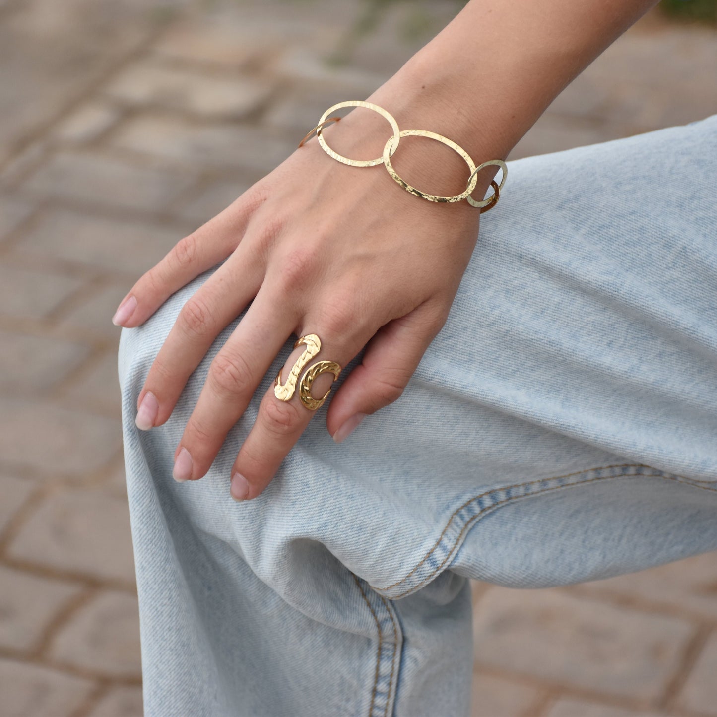 Anillo "Orecora" Dorado Ajustable de Acero Inoxidable