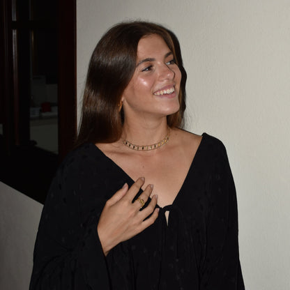 Collier ras du cou en acier inoxydable doré