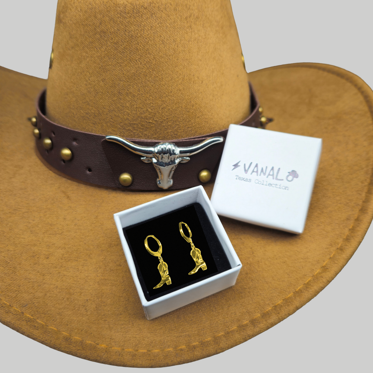 Pendientes Bota Cowboy Baño de Oro 24 Kilates