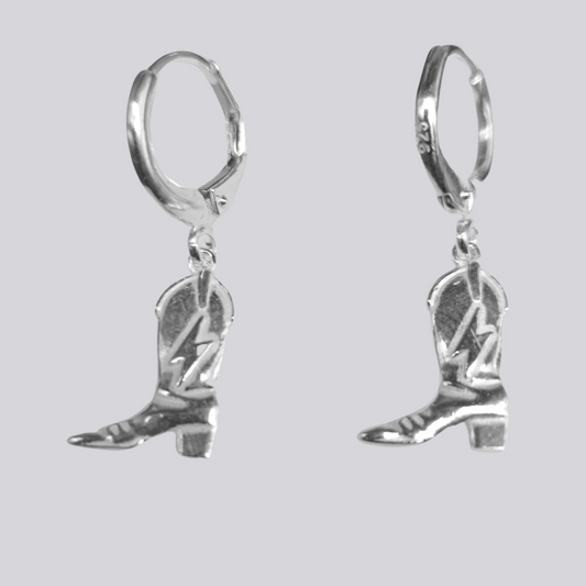 Pendientes Bota Cowboy de Plata Pura 925