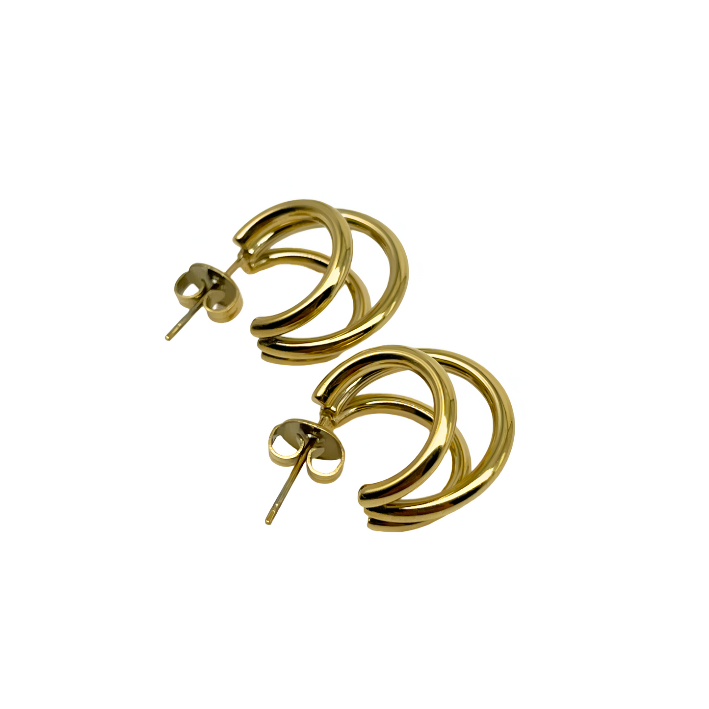 Pendientes Tripartita Dorados Acero Inoxidable