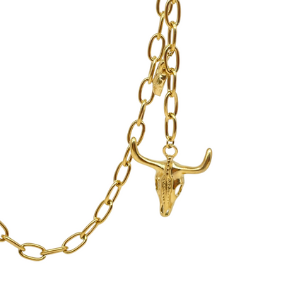 Collar Cabeza de Toro "Big Texas" Dorado Acero Inoxidable